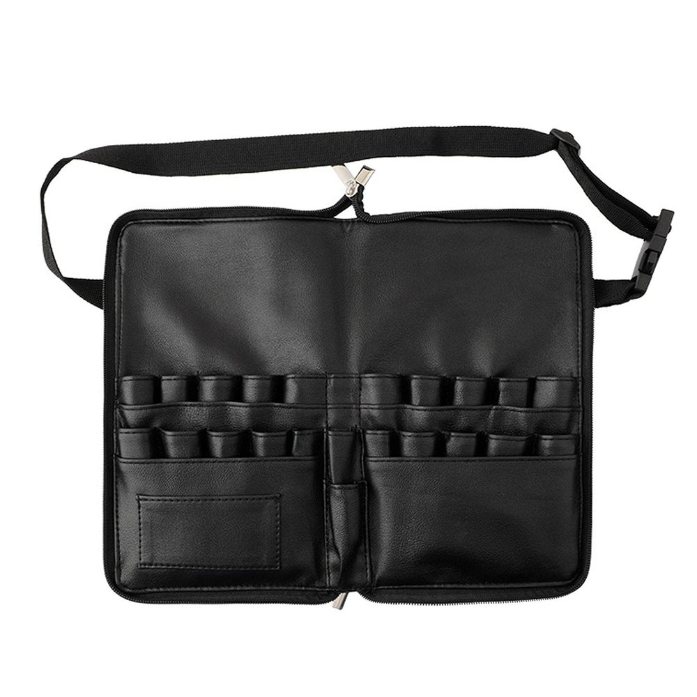 Professional Makeup Brushes Organizer Bag, 24 Pockets Professional Makeup Brush Bag, Organizer Foldable, With Artist Belt Strap, Portable Zipper, For Travel Home (Brush NOT Included)