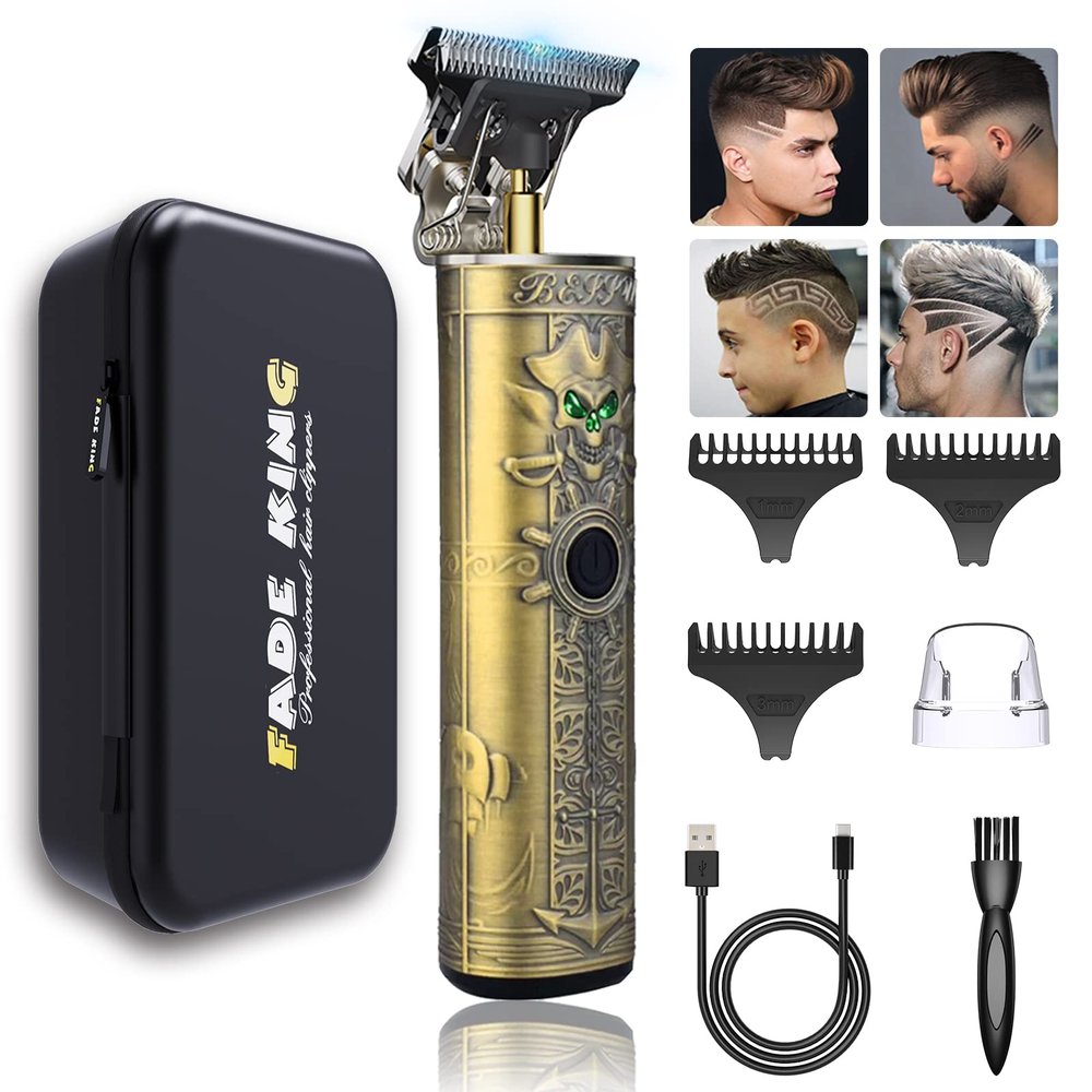 FADEKING Beard Trimmer for Men, Mes Hair Trimmer T-Blade Trimmer Cordless Rechargeable Edgers Clippers Haircut & Grooming Kit with Travel Storage Case