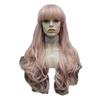 Pink Synthetic Wigs With Bangs Hair Natural Wavy Heat Resistant Fiber Cosplay Wigs Women view 1