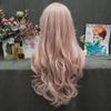 Pink Synthetic Wigs With Bangs Hair Natural Wavy Heat Resistant Fiber Cosplay Wigs Women view 3