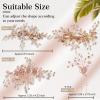 4 Pieces Bridal Rose Gold Hair Accessories for Brides and Bridesmaids Rhinestone Hair Pins Crystal Flower Barrette Wedding Combs with Leaves view 2
