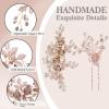 4 Pieces Bridal Rose Gold Hair Accessories for Brides and Bridesmaids Rhinestone Hair Pins Crystal Flower Barrette Wedding Combs with Leaves view 4