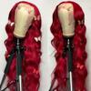 10" Red Color Body Wave Lace Front Wigs Human Hair with Baby Hair 150% Density Brazilian 13x4 inch Deep Middle Part Lace Front Wigs for African American Women view 2