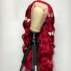 10" Red Color Body Wave Lace Front Wigs Human Hair with Baby Hair 150% Density Brazilian 13x4 inch Deep Middle Part Lace Front Wigs for African American Women view 3