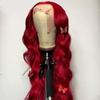10" Red Color Body Wave Lace Front Wigs Human Hair with Baby Hair 150% Density Brazilian 13x4 inch Deep Middle Part Lace Front Wigs for African American Women view 4