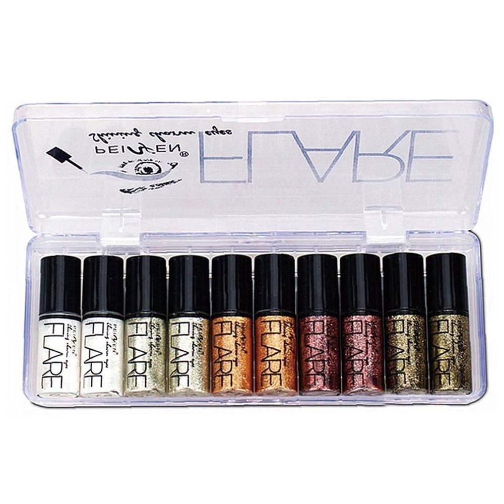 Ayrsjcl 10 Pcs/Set Glitter Liquid Eyeliner Eye Shadow Sparkling Eyeliners with Box Women Eyes Makeup Tool