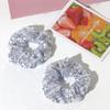12 Pcs Silver Sequin Hair Scrunchies Hair Bobbles Metallic Elastics Ponytail Holders Hair Wrist Ties Bands Cloth Scrunchies for Show Gym Dance Party Club Girl Women view 3