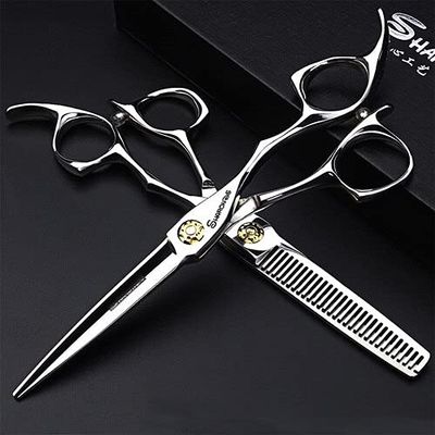 Hair Cutting Scissors, Japanese imported professional hairdressing scissors 6 inches flat tooth scissors cut thin hair stylist 440C haircuts BY ZZYY (Color : 6inch 2pc B)