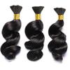 Bouncy Wave Human Hair Bulk For Braiding Brazilian Remy Bulk Hair No Weft Micro Braiding Loose Wave Hair Weaving Bundles Extension 100g 1Piece/Order (18inch 100grams 1Piece, #Natural Black) view 2