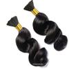 Bouncy Wave Human Hair Bulk For Braiding Brazilian Remy Bulk Hair No Weft Micro Braiding Loose Wave Hair Weaving Bundles Extension 100g 1Piece/Order (18inch 100grams 1Piece, #Natural Black) view 3