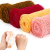 4 Pieces African Net Bath Sponge African Exfoliating Long Net Sponge Exfoliating Shower Body Scrubber Skin Smoother for Daily Use(Orange, Brown, Cream, Peach, 25.6 x 7.9 inch) view 1