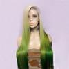 10" Rainbow Ombre Green Colored 613 Blonde Wig Free Part 13x4 Human Hair Lace Front Wigs Silky Straight Pre-Plucked Hairline 150% Density Lace Wigs Full Ends with Baby Hair view 3