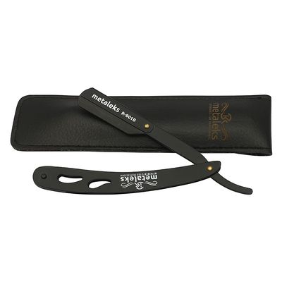 Straight Razor Professional Barber Single Blade Edge Razors for Men for Close Shaving 100 Percent Stainless Steel-Black