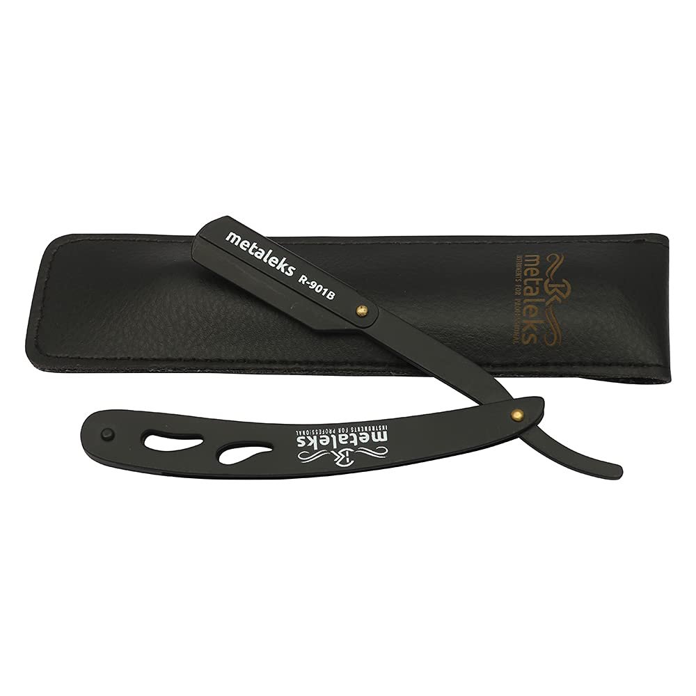 Straight Razor Professional Barber Single Blade Edge Razors for Men for Close Shaving 100 Percent Stainless Steel-Black