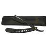 Metaleks Professional Straight Single Edge Shaving Razor, Black Matt Powder Coated, Leather Travel Pouch Included view 1