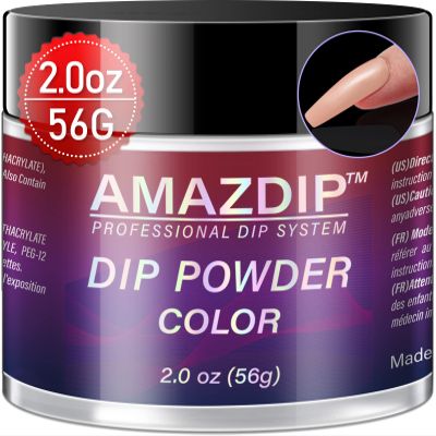 Dip Powder Nude Pink Color, 2 Ounce/ 56 Gram, AMAZDIP Dipping Powder Nail System for French Nail Art Design Salon/DIY at Home