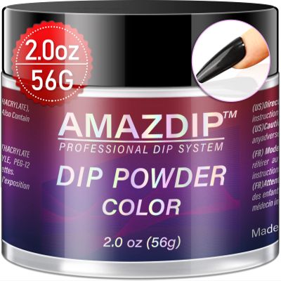 Dip Powder Black Color, 2 Ounce/ 56 Gram, AMAZDIP Dipping Powder Nail System for French Nail Art Design Salon/DIY at Home