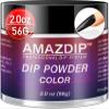 Dip Powder Black Color, 2 Ounce/ 56 Gram, AMAZDIP Dipping Powder Nail System for French Nail Art Design Salon/DIY at Home view 1