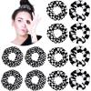 12 Pieces Checkered Scrunchies Hair Ties - Christmas Buffalo Plaid Elastic Ponytail Holders in Black and White for Girls and Women view 1
