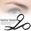 Eyebrow Scissors Tweezers, Stainless Steel Elbow Eyebrow Tweezers Pliers Clip, Flat Tip Eyebrow Removal Scissors, Straight Pointed Eyebrow Plucking Makeup Tool for Trimming Eyelash Extensions Eyebrow view 2