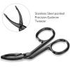 Eyebrow Scissors Tweezers, Stainless Steel Elbow Eyebrow Tweezers Pliers Clip, Flat Tip Eyebrow Removal Scissors, Straight Pointed Eyebrow Plucking Makeup Tool for Trimming Eyelash Extensions Eyebrow view 3
