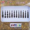 12 Black long Crystal Bindi Bridal face Jewels Forehead Tika Indian Bindis for women bindi Indian multicolor round long small gold (Long 12 bindi - Black color) view 1