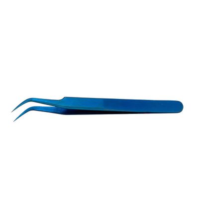 Eyelash Extension Tweezers ESD-15 Stainless Steel Tweezers, Used for Eyelash Extension, Manual Calibration Elbow Tweezers (Color-Plated Blue) 1pcs