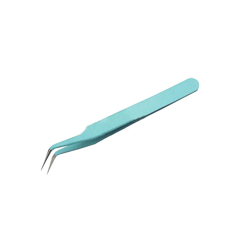Eyelash Extension Tweezers ESD-15 Stainless Steel Tweezers, Used for Eyelash Extension, Manual Calibration Elbow Tweezers (Tiffany Blue) 1pcs