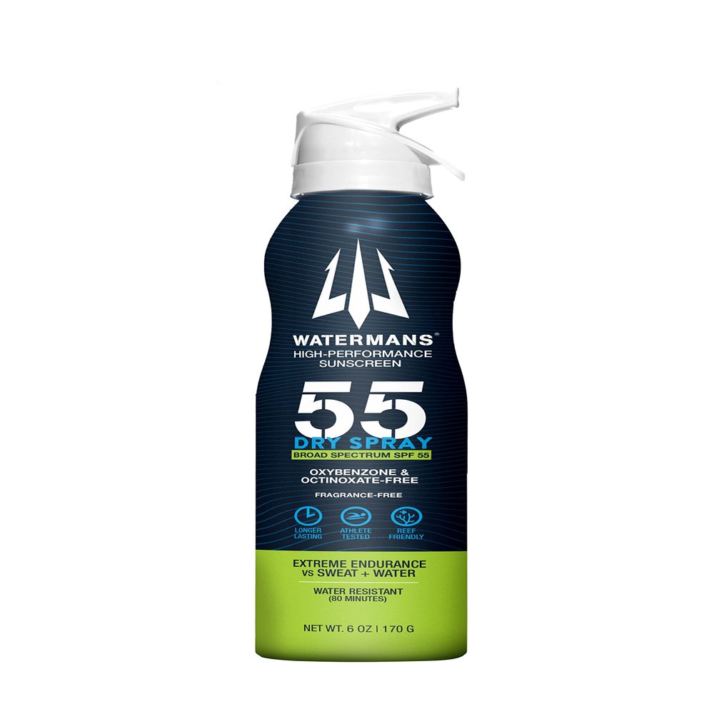 Watermans Dry Spray Sunscreen SPF 55 Reef Safe, Broad Spectrum UVA/UVB Protection, Fragrance Free, Oxybenzone Free Sunscreen Spray