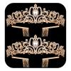 2 Pack Gold Crystal Crowns Tiara for Women, Girls Elegant Princess Rhinestone Crown with Combs, Bridal Wedding Headbands Prom Birthday Party Halloween Hair Accessories Jewelry Gifts for Women Girls view 1