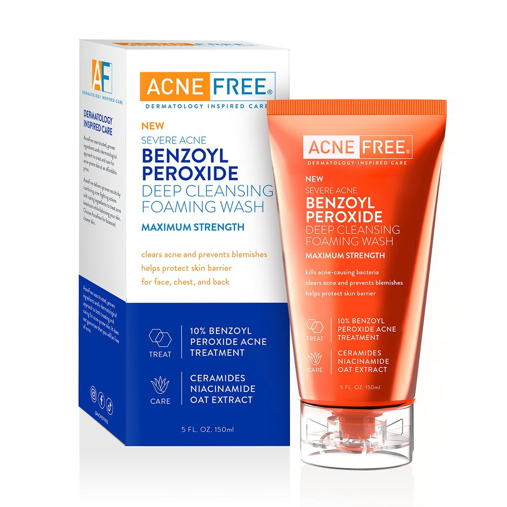 AcneFree Severe Acne 10% Benzoyl Peroxide Foaming Cleansing Wash, 5 Ounce