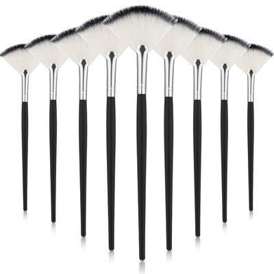 9 Pieces Facial Fan Mask Brushes, Soft Facial Applicator Brushes Tools for Peel Glycolic Makeup for Mud Cream(Black and Silver)