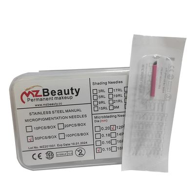 0.15MM 12Flat Microblading Needles Tattoo Microblades 12Pins With Lot No. Exp Date Felix Eyebrow Permanent Makeup Agujas
