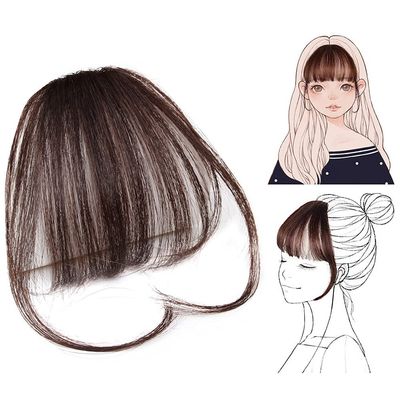Blunt Bangs Natural Air Bangs Clip On Hair Extension Fake Fringe Front Straight Fake Hairpiece Black Brown4#