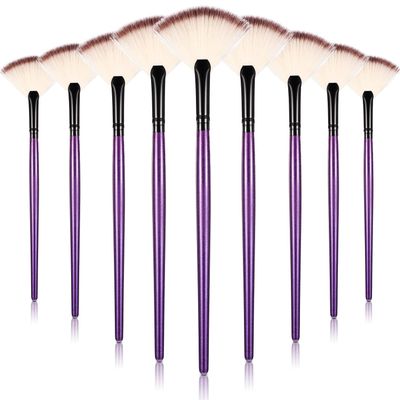 9 Pieces Facial Fan Mask Brushes, Soft Facial Applicator Brushes Tools for Peel Glycolic Makeup for Mud Cream(Purple)