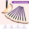 9 Pieces Facial Fan Mask Brushes, Soft Facial Applicator Brushes Tools for Peel Glycolic Makeup for Mud Cream(Purple) view 4