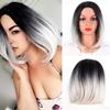 14Inch Short Synthetic Wig Shoulder-Length Womens Wigs Short Bob Platinum Blonde Wig With Natural Ombre Pink Grey Bug5# view 1