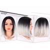 14Inch Short Synthetic Wig Shoulder-Length Womens Wigs Short Bob Platinum Blonde Wig With Natural Ombre Pink Grey Bug5# view 3