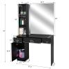 mefeir Wall Mount Hair Styling Barber Station with Support Leg & Mirror,Hair Salon Equipment, Spa Furniture Set (Black) view 4