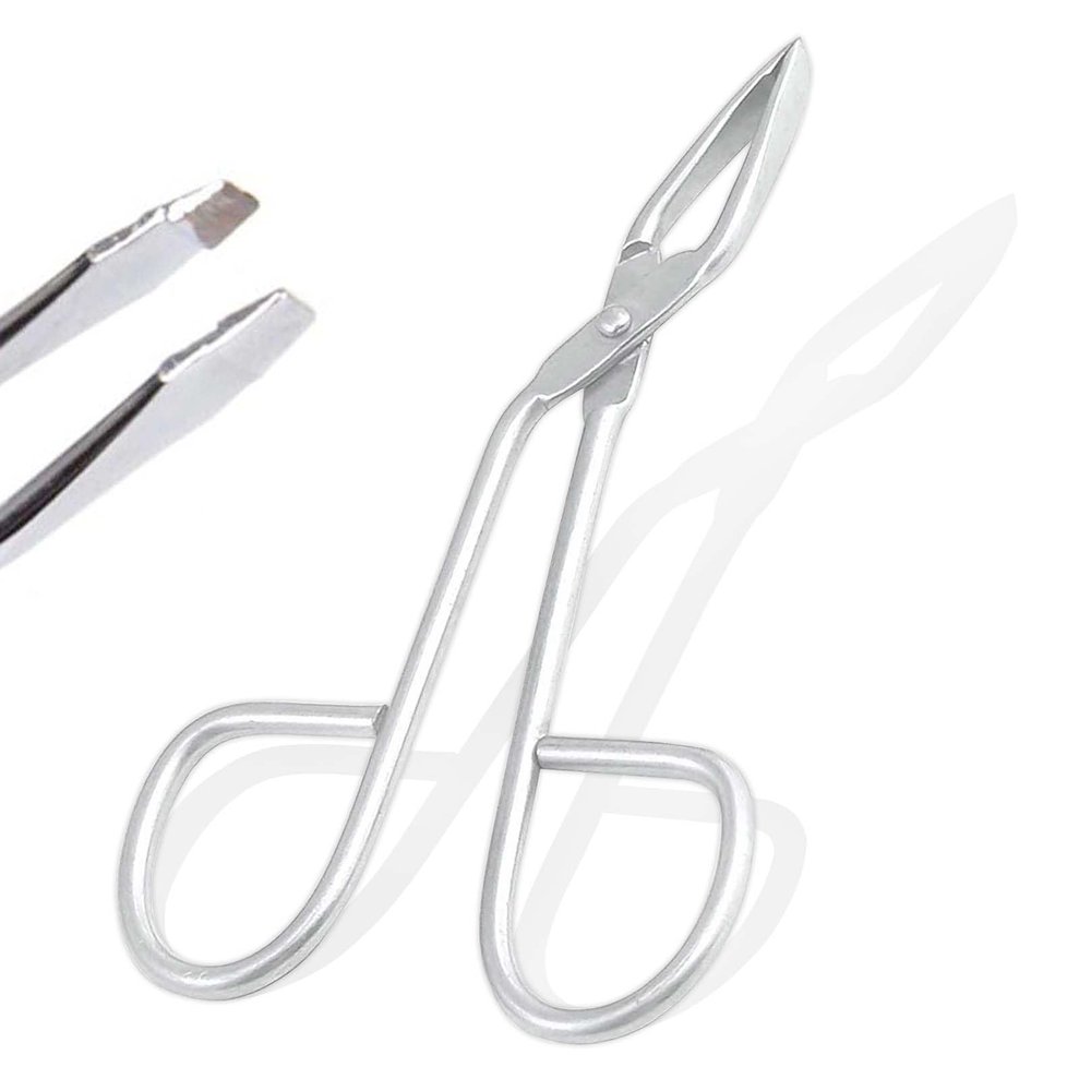 AAProTools Eyebrow Scissors Tweezers, Stainless Steel Elbow Pliers Clip Scissors, Flat Tip Tweezers Hair Plucker, Professional Eyebrow Plucking workable