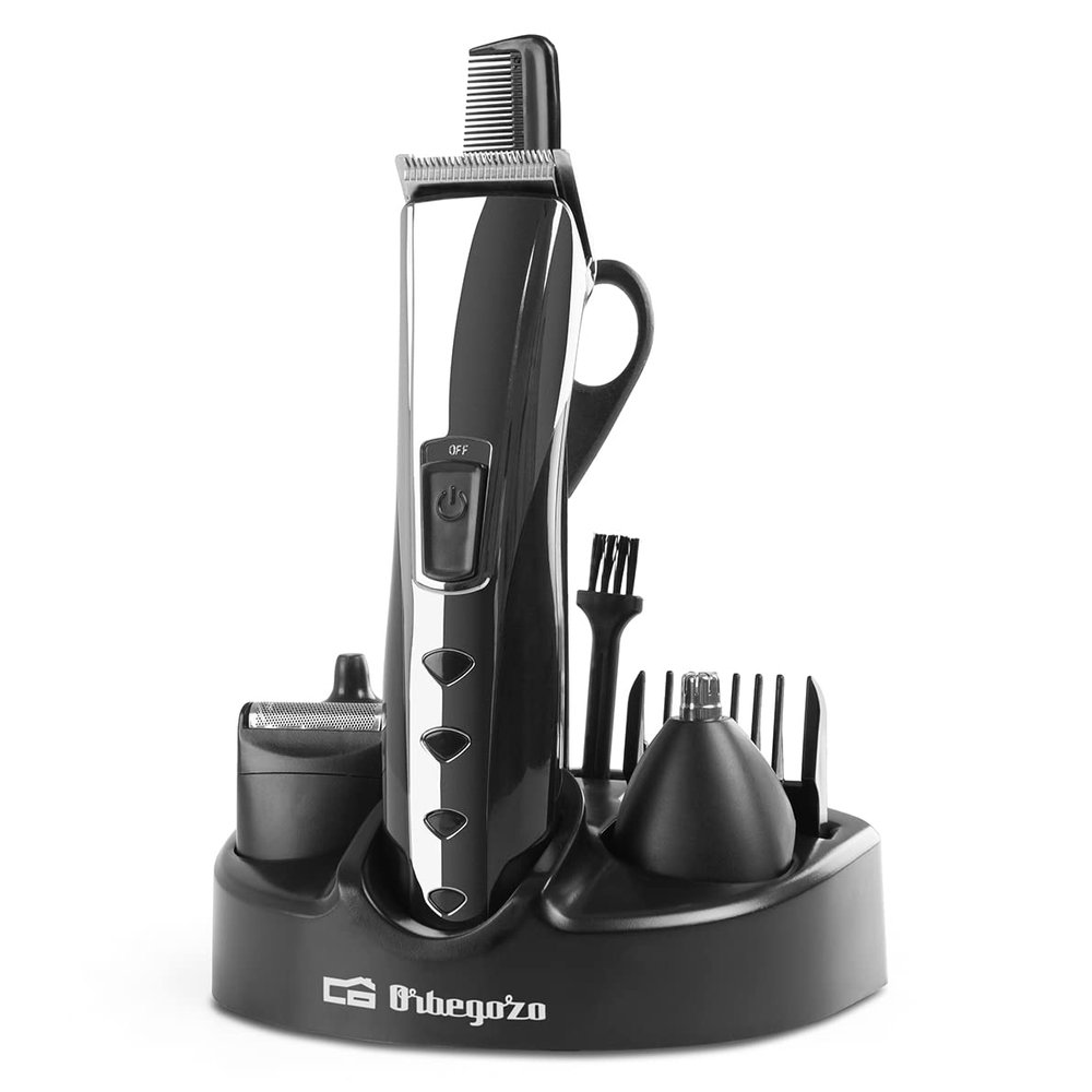 Orbegozo CTP 1930 Rechargeable Hair Clipper, 45 Minutes of Autonomy, Stainless Steel Blade, Interchangeable Heads, 3 W
