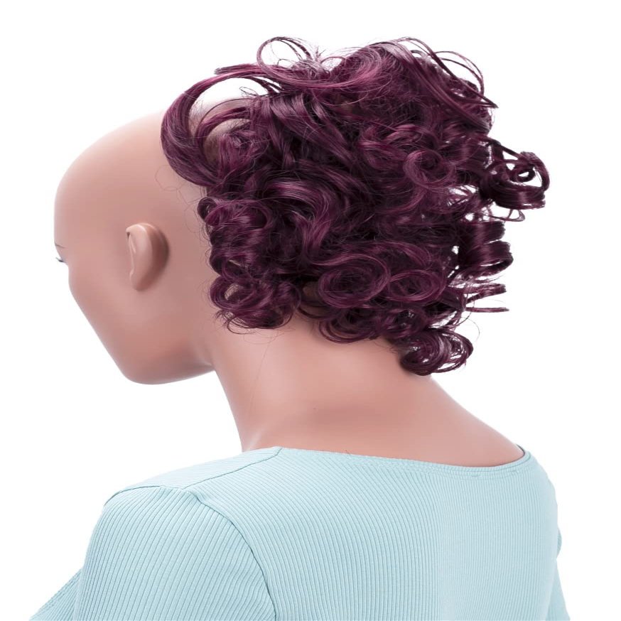 CAISHA Jumbo Hairpiece Scrunchy Updo Voluminous Curly Messy Bun Wine Red G16L