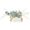 Beaupretty Bridal Hair Pieces Wedding Hair Comb, Pearl Crystal Decor Clip Pin Rhinestone Flower Wedding Hair Accessories for Bride Bridesmaid, Green view 1