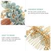 Beaupretty Bridal Hair Pieces Wedding Hair Comb, Pearl Crystal Decor Clip Pin Rhinestone Flower Wedding Hair Accessories for Bride Bridesmaid, Green view 4