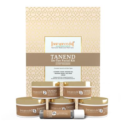 Aryanveda De-Tan Facial Kit for Glowing Skin (260g) - Removes Impurities, Tanning, Cleanses Pores, Repairs Photo-Damaged Skin, For Beautiful Skin - For All Skin Types, Men & Women (6 units)