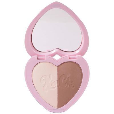 KimChiChic Beauty Thailor Contour Duo, 2-in-1 Sculpting Palette, Blendable Matte Powders, Heart-Shaped Compact with Mirror, Cruelty-Free, Tawny