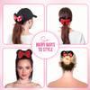 Styla Hair 2pk Mouse Ear Scrunchies for Kids Velvet Hair Bow Scrunchies for Women - Sparkle Sequins Mouse Hair Bands for Pony Tail (Red Black) view 2