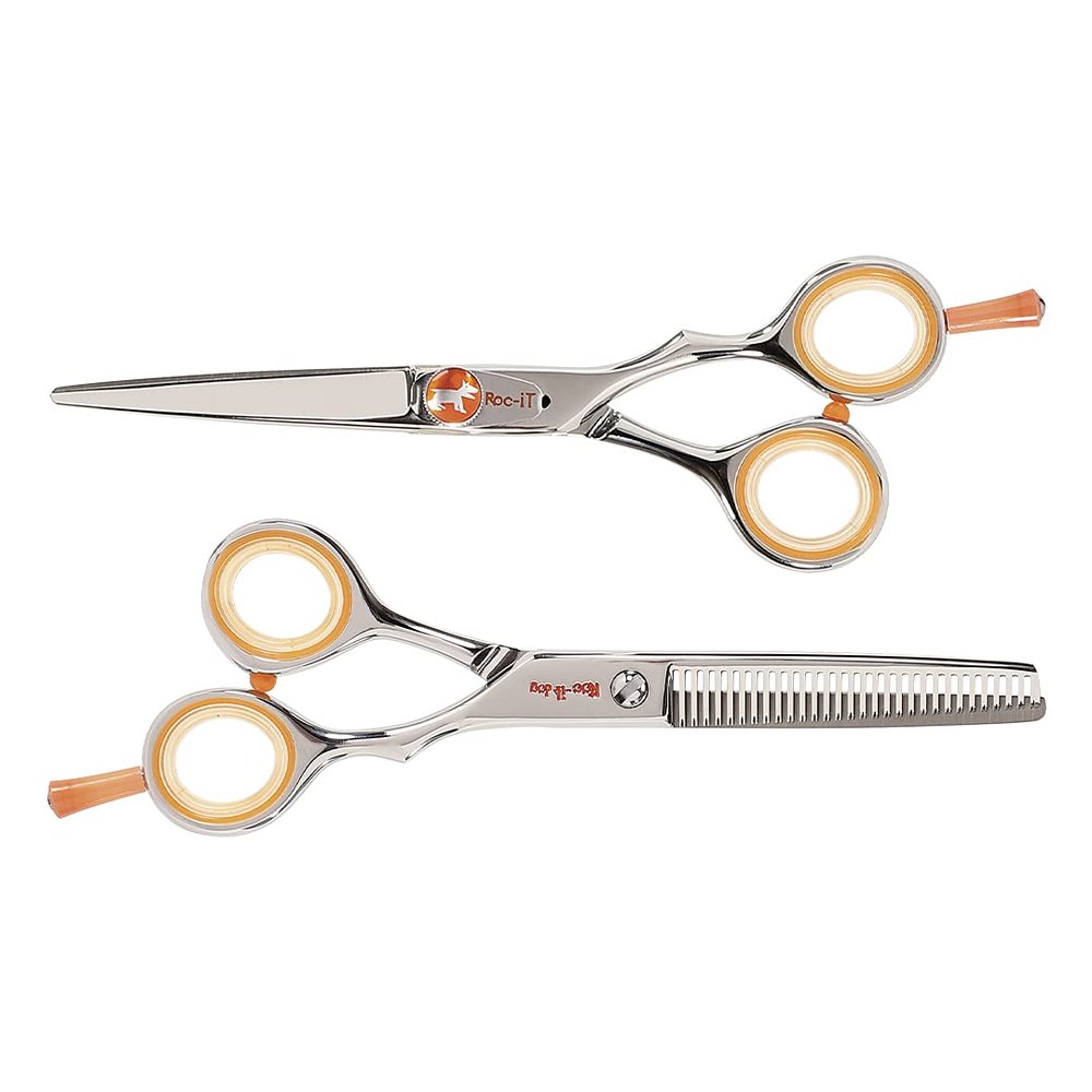Cricket Centrix Roc-It Dog Professional Stylist 5.75 Hair Cutting Shear and 30T Thinning Scissor Duo Set