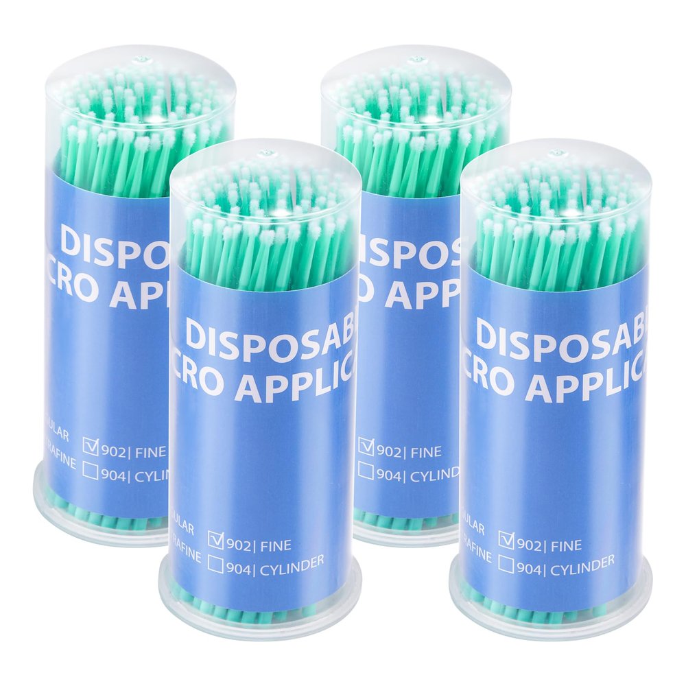 Annhua Disposable Micro Applicators Microswabs Application Brushes 400 PCS, Micro Applicator Bendable for Eyelash Extensions, Oral Care and Cleaning - Fine Tips - Green