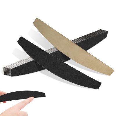 100pcs Half Moon Nail File Set, Replaceable Reusable Stainless Steel Baseboard Nail File Strips for Fingernails and Toenails